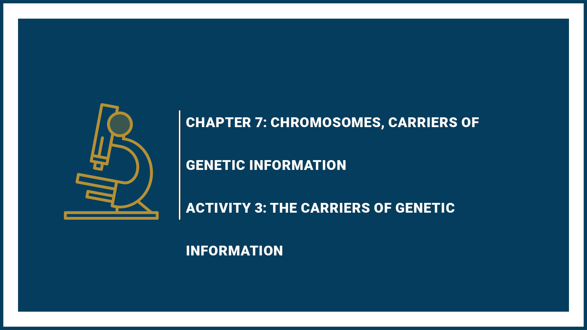 The Carriers of Genetic Information (Revision from Grade 9)
